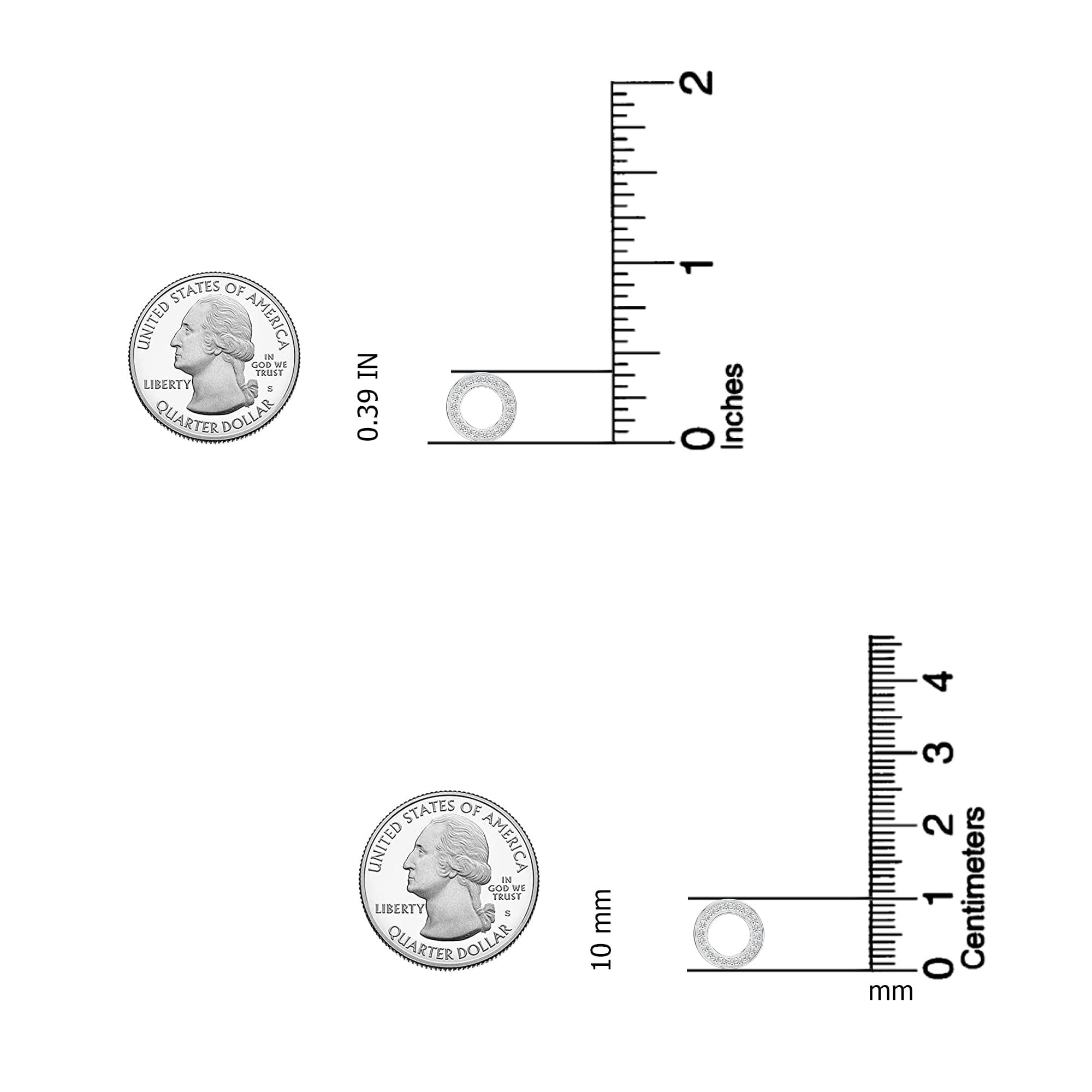 LeCalla 925 Sterling Silver Men's CZ Earrings | Lightweight Cubic Zirconia Open Circle Stud Earring 10MM
