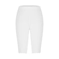 thumbnail image 4 of Ixbnca Plus Size Capri Leggings for Women Biker Stretchy Casual Knee-Length Short Pants Solid Color Yoga Shorts, 4 of 5