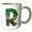 Green/White, variant on 3drose, Glam Leopard and Four Leaf Clover Monogram Initial R, 11oz Mug