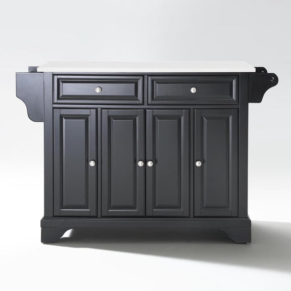 Crosley Furniture Lafayette Wood Granite Top Kitchen Island in Matte Black