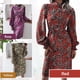 thumbnail image 5 of Vestido de mujer de moda con estampado floral, cuello alto, mangas de linterna, cinturón, vestido in Abanopi Rojo/Medio, 5 of 7