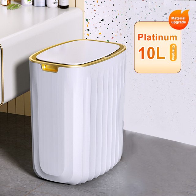Cubo de basura con Sensor inteligente, cubo de basura para cocina, baño, inodoro, el mejor cubo impermeable de inducción automática con tapa 10/15L Tan Jianjun unisex
