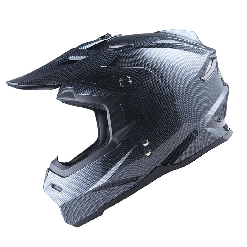 1Storm DOT Adult Motocross Helmet BMX MX Bike Motorcycle Carbon Fiber Black