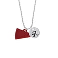 thumbnail image 2 of Delight Jewelry Acrylic 1.25" Maroon Megaphone Silvertone Script Initial Disc - R - Charm Necklace, 20"+3", 2 of 4