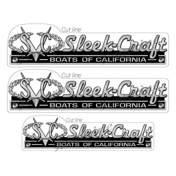 3 SleekCraft Boat Stickers "3D Vinyl Replica" of original