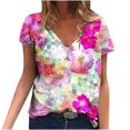 thumbnail image 1 of Blusa estampada de verano para mujer, camisetas casuales de manga corta con cuello en V, camisetas Pompotops  hkajfhjk472750, 1 of 5