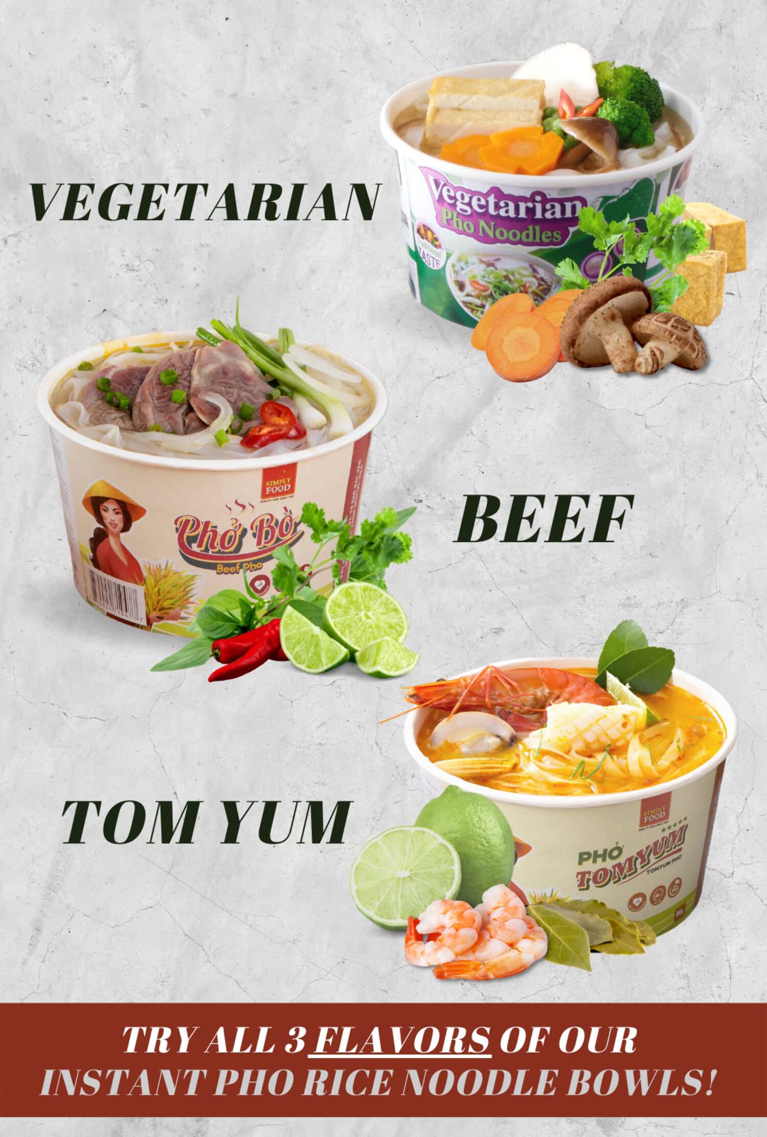 Beef Flavored Instant Pho Noodle Bowl - (Pack of 9)
