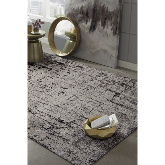 94" X 130" Ivory or Grey Polyester Rug
