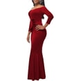 thumbnail image 2 of Bodycon Long Sleeve Dresses for Women Formal Off Shoulder Sexy Split Party Mermaid Dress with Zippe, 2 of 7