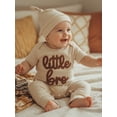 thumbnail image 4 of BemeyourBBs Newborn Baby Boy Little Brother Outfits Cute Little Bro Letters Rib Romper Short Sleeve Full Length Jumpsuit Hat Infant Spring Summer Clothes, 4 of 9