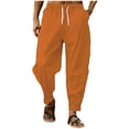 thumbnail image 2 of YHAJDS Summer Mens Pants,Linen Pants Men Solid Color Drawstring Lightweight Breathable Comfortable Straight Leg Full Length Pants, 2 of 3