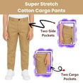 thumbnail image 2 of 2-Pack Boy’s Super Stretch Cotton Cargo Pants – Comfortable & Functional Fit, 2 of 5