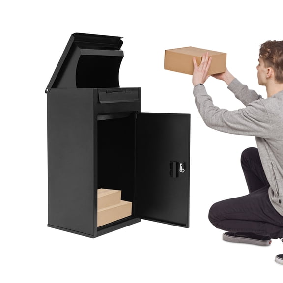 Package Delivery Box, Curbside Mailbox, Large Anti-Theft Box Extended Edge Mail Throwing Port Mailbox w/Key Lock 2 Keys (Wall Mounted/Free Standing)