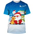thumbnail image 1 of Camisetas con estampado de dibujos animados de Papá Noel para hombre, camisa de manga corta con gráfico de Navidad y nieve, ropa informal para vacaciones de verano, 1 of 4