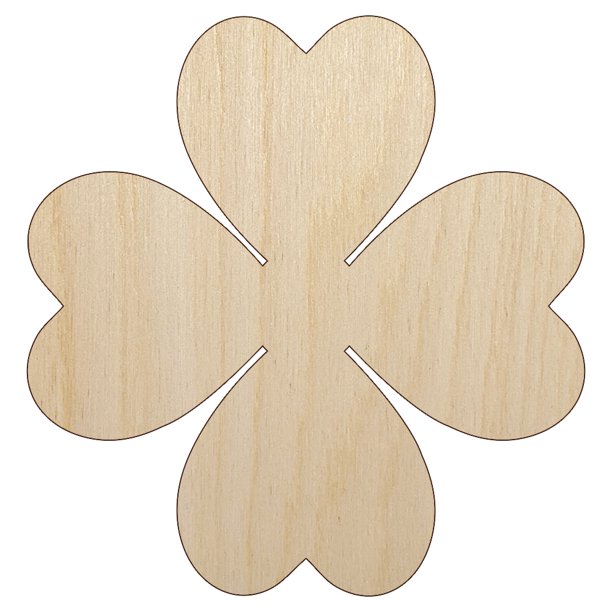 Four Leaf Clover Lucky Solid Wood Shape Unfinished Piece Cutout Craft