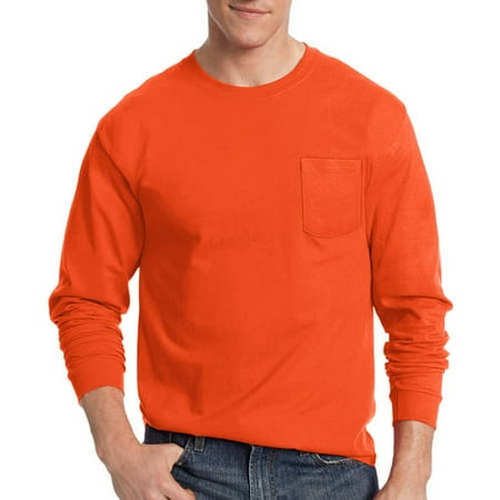 Hanes Mens Authentic Long Sleeve Pocket Tee