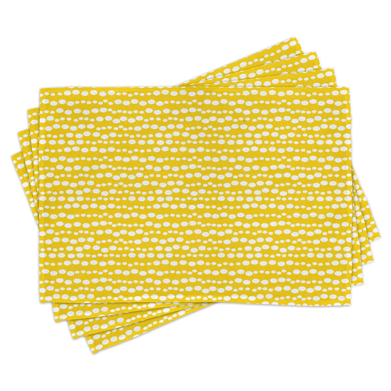 Yellow and White Placemats Set of 4 Modern Design Bubble Inspired
