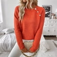 thumbnail image 3 of Wutalume Women's Casual Fashion Long Sleeve Solid Color Asymmetrical Button Down Knit Sweater Top, Unique Hem Design, Modern Pullover for Stylish Looks,Red L, 3 of 7