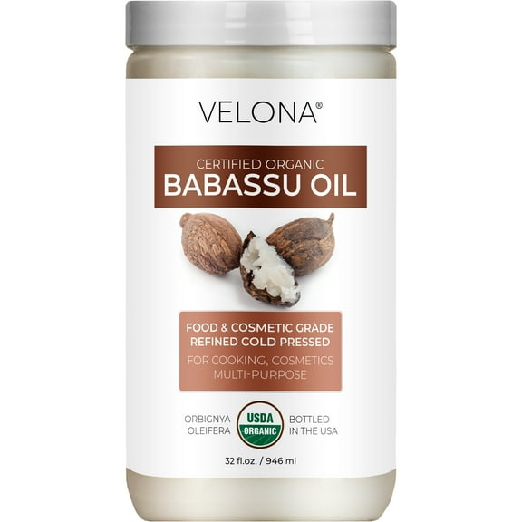 velona Babassu Oil USDA Certified Organic - 32 Fl Oz | 100% Pure and Natural Carrier Oil | Refined, Cold Pressed | Face, Hair, Body & Skin Care and Cooking | Use Today - Enjoy Results