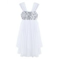 thumbnail image 3 of Venjoe Kids Sequin Ballet Dress Sparkly Dance Leotard Girls Shiny Lyrical Dress Princess Bow Back White M, 3 of 7