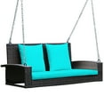 thumbnail image 4 of Costway 2-Person Patio Rattan Hanging Porch Swing Bench Chair Cushion Turquoise, 4 of 12