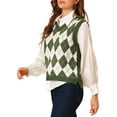 thumbnail image 4 of INSPIRE CHIC Women's Plaid Knit Argyle Sleeveless Sweater Vest, 4 of 6