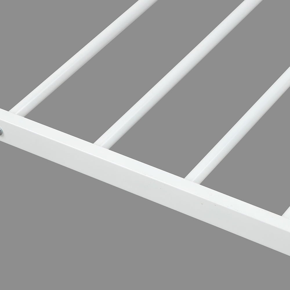 Kepooman White Twin over Full Metal Modern Bunk Bed with Two-side Ladders Kepooman White Twin over Full Metal Modern Bunk Bed with Two-side Ladders