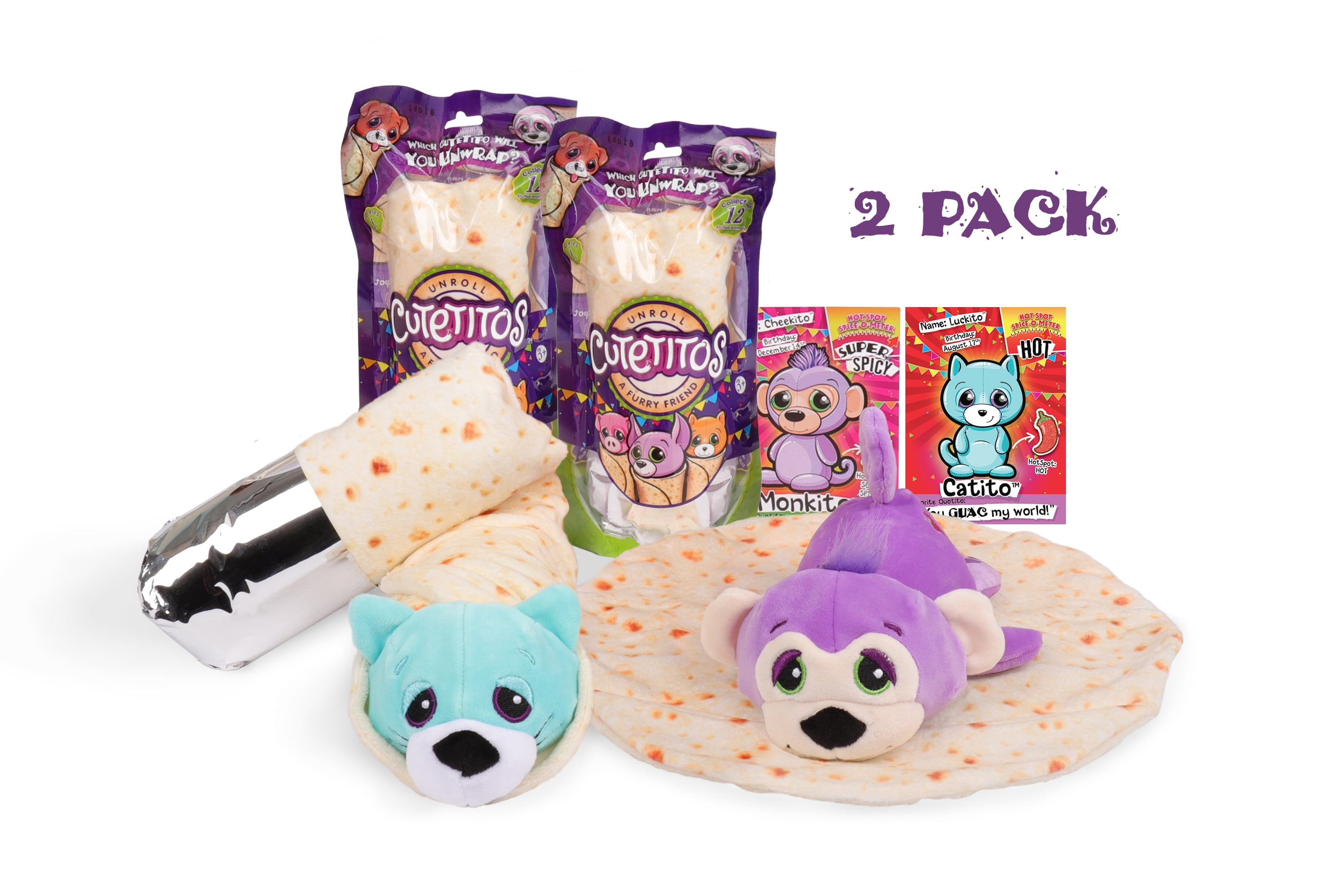 2 Pack Cutetitos Collectible 7" Plush Stuffed Animals Ages 3+