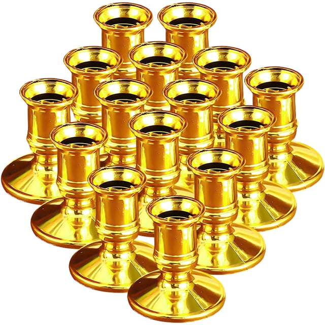 GAXIRE 24Ud Portavelas De Plástico Dorado Para De Mesas Y Ambientes