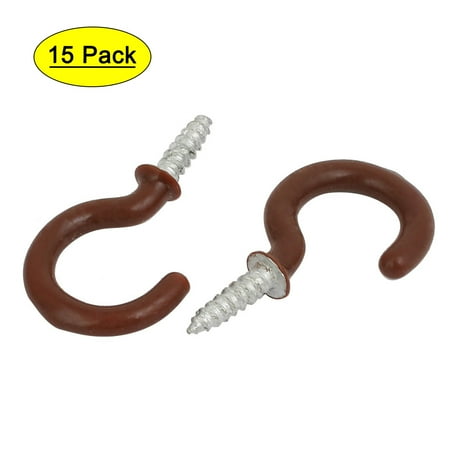 

Uxcell 7/8 Inch Plastic Coated Screw-in Open Cup Ceiling Hooks Hangers Brown 15pcs