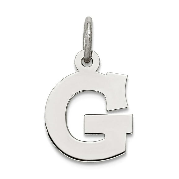 925 Sterling Silver Solid Polished Small Block Intial G Charm 16x10mm Wide Pendant Necklace for Women