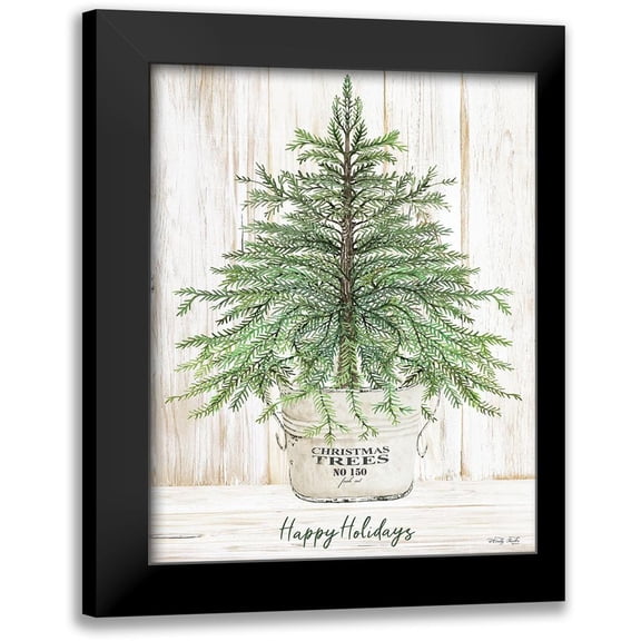 Jacobs, Cindy 12x14 Black Modern Framed Museum Art Print Titled - Happy Holidays Tree