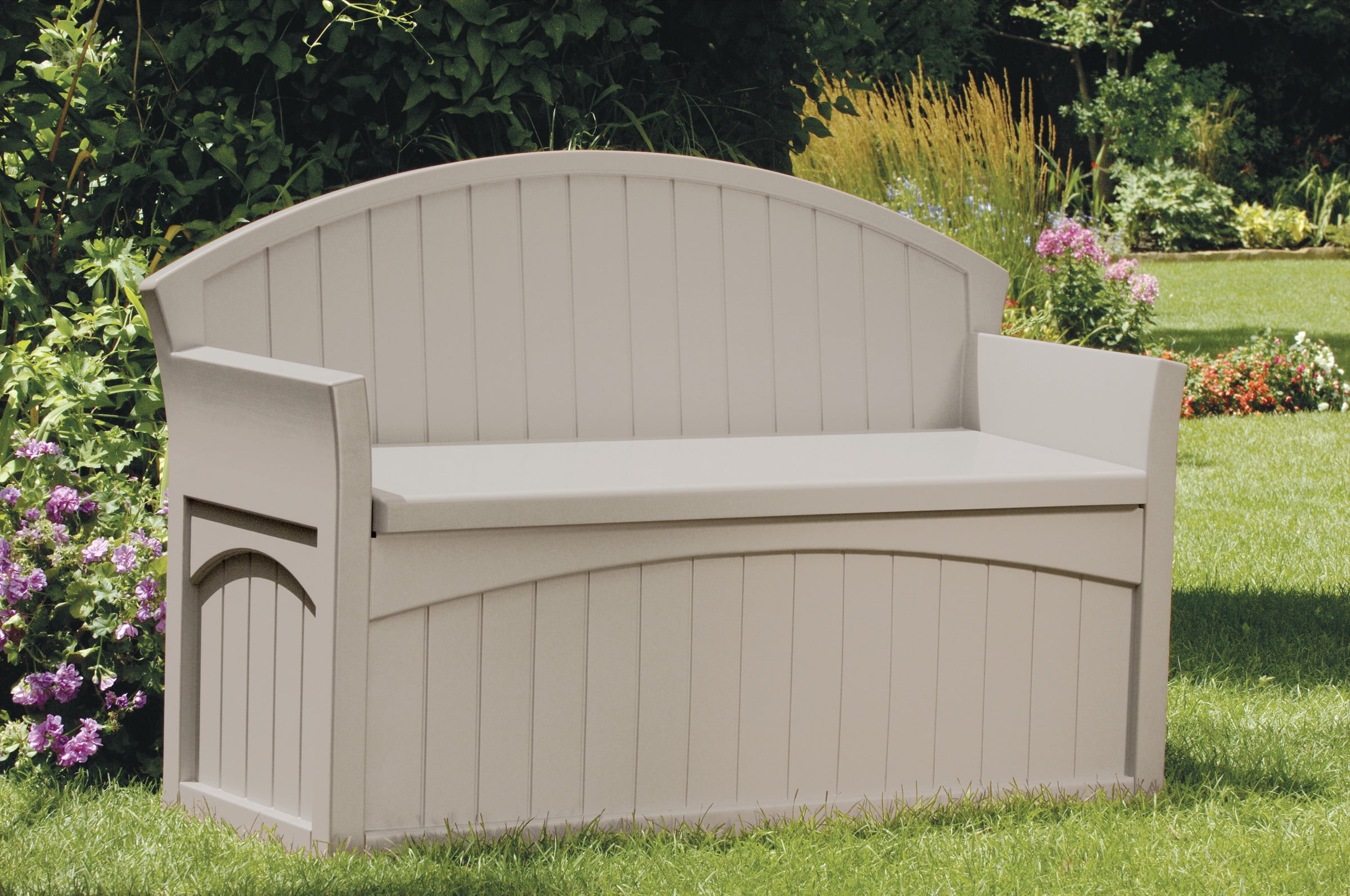 Reviews Suncast Ultimate 50 Gallon Resin Patio Storage Bench Pb6700