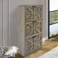 thumbnail image 3 of 3-Tier Shoe Cabinet in Washed Grey – Farmhouse Flip-Up Entryway Storage, Space-Saving Shoe Rack for Foyer, Living Room, 3 of 14