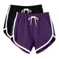 thumbnail image 2 of Frostluinai 2 Pack Women's Cotton Yoga Dance Short Pants Drawstring Elastic Waist Sport Short Summer Athletic Cycling Hiking Sports Shorts Purple S, 2 of 8