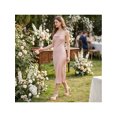 thumbnail image 6 of BLISSFUL STEP Flowers Satin Block Heels Ankle Strap Open Toe Heel Sandals for Women Champagne 10, 6 of 7