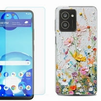 For HMD Vibe Shockproof Phone Case Cover with Tempered Glass Screen Protector, by OneToughShield - Pastel Flowers