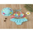 thumbnail image 2 of Infant Girls Three-piece Bathing Suit  Flower Halter Neck Swimming Tops  Bottoms and Sun Protection Cap, 2 of 7