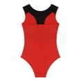 thumbnail image 4 of inlzdz Kids One Piece Sport Bodysuit Sleeveless Contrast Color Ballet Gymnastic Dance Leotard Red 16, 4 of 5