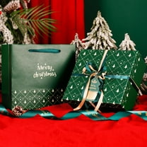 Christmas Gift Box Set 2-Piece with Gift Bag and Cards for Christmas Eve Apples Scarf Hand Warmer Holiday Present Packaging(Green)