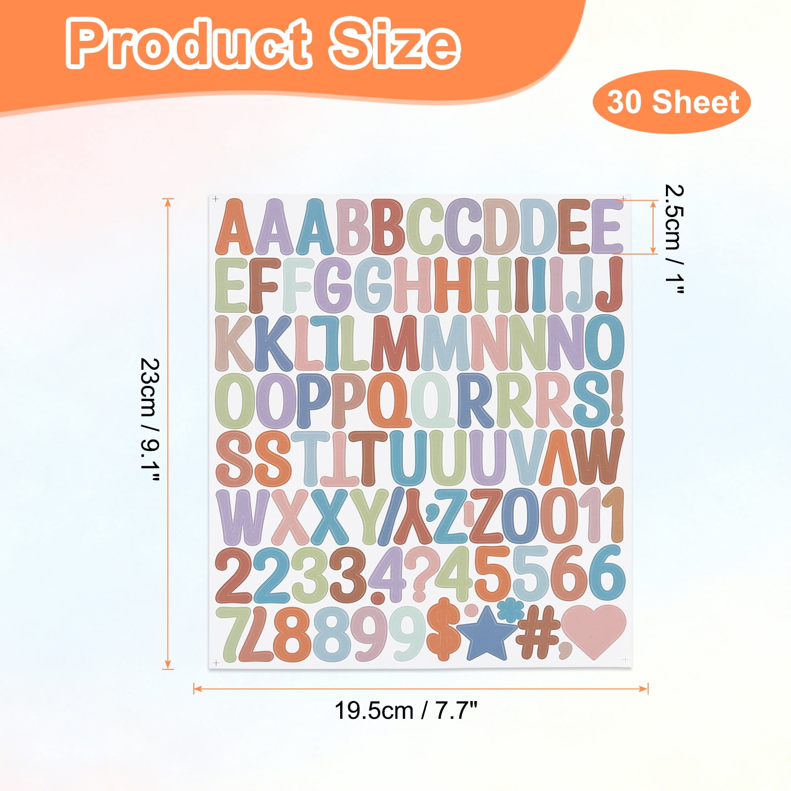 Uxcell 1 Inch Letter Stickers, 30 sheet Alphabet Number Stickers Self Adhesive Handwriting Vinyl Stick on Letters for Mailbox Number Scrapbooking Sign Bottles Craft, Matte Colorful