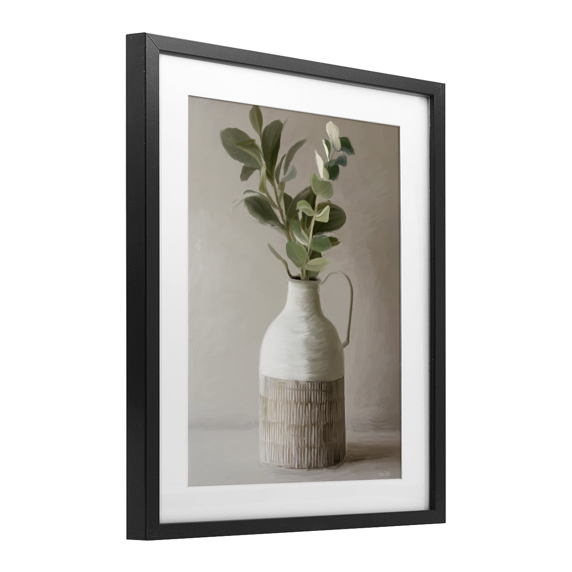 Stupell Industries Eucalyptus In Vase Black Framed Print Under Glass, design by House Fenway