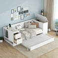 thumbnail image 2 of Euroco Wood Twin Size Daybed with Trundle, Storage Cabinets with Shelves and Drawers, Charging Station Sofa Bed, White, 2 of 19
