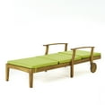 thumbnail image 2 of Daisy Outdoor Chaise Lounge with Weather Resistant Cushion, Teak Finish and Green, 2 of 6