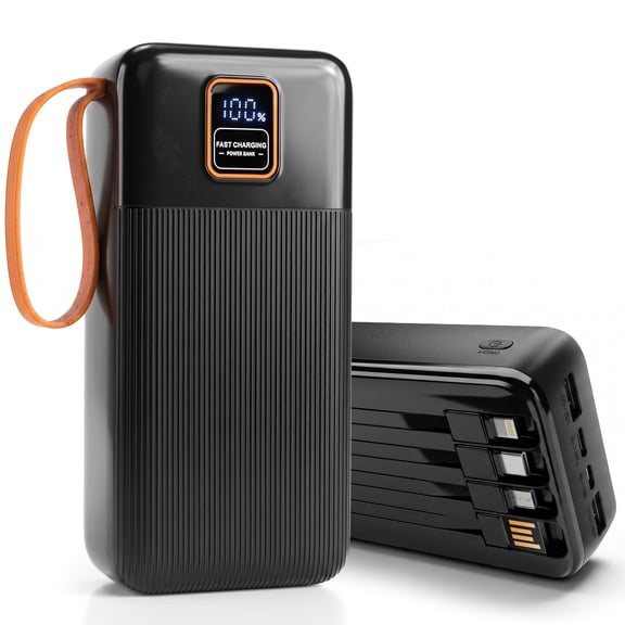 SOLPOWBEN 38800mAh Portable Charger Power Bank, 22.5W Fast Charging Slim Travel Battery Pack with 4 Built‑in Cables, Multi‑Ports for Outdoor, iOS & Android Devices