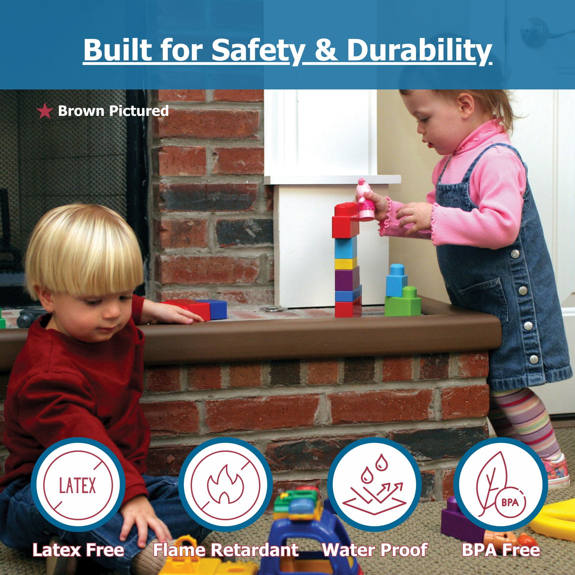 Cardinal Gates SPK Small Hearth Pad Kit - Fireplace Baby Proofing - Adhesive Backed Fireplace Bumpers for Babies - 4 Foot Roll of Padding & Two 6" x 9" Corners - Made in The USA - Gray