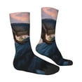 thumbnail image 4 of Yiaed Sunset Cliff Dinosaur Print Great elasticity Crew Socks Sports socks for Men and Women, 4 of 5