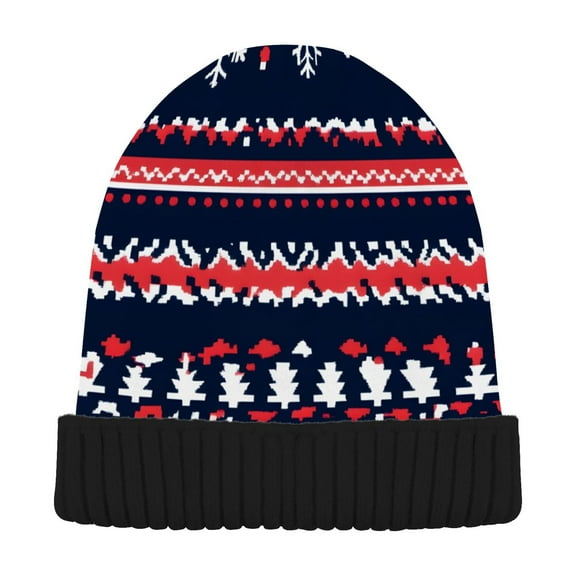 joogoo Snowflake Christmas Style Beanie Hats Men Women Cuffed Skull Cap Winter Warm Knit Thick Beanies