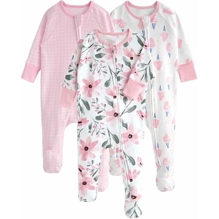 Yoofoss Baby Pajamas 100% Organic Cotton Baby Sleepers for 6-9 Months Boys Girl Clothes 3pcs Footed PJs