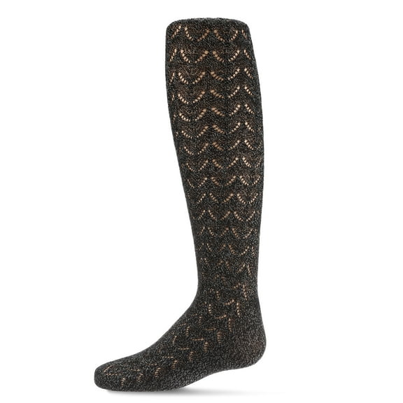 MeMoi Girls Shimmery Cotton-Rich Pointelle Textured Lurex Fashion Tights - Girls - Female, 2, Black
